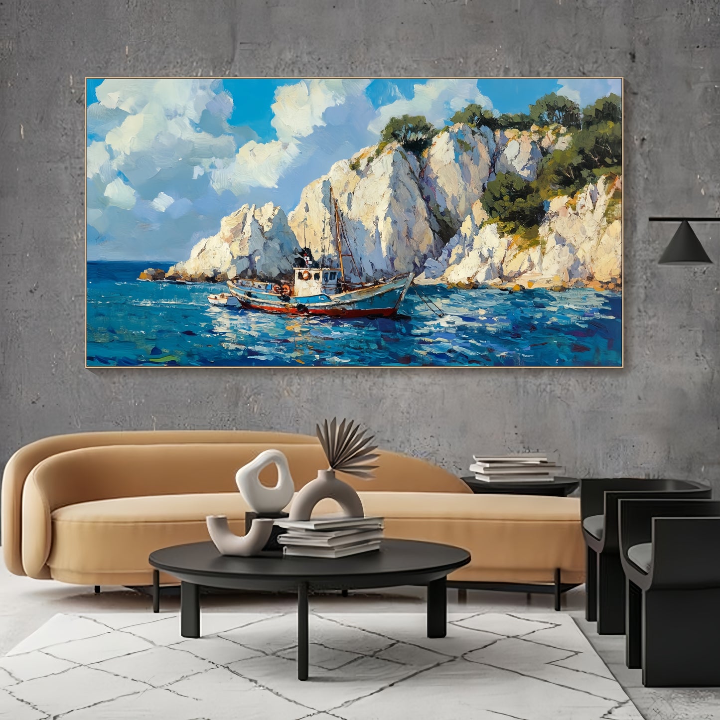 Fishing Boat Canvas Art | 3D Nautical Seascape | Coastal Wall Decor