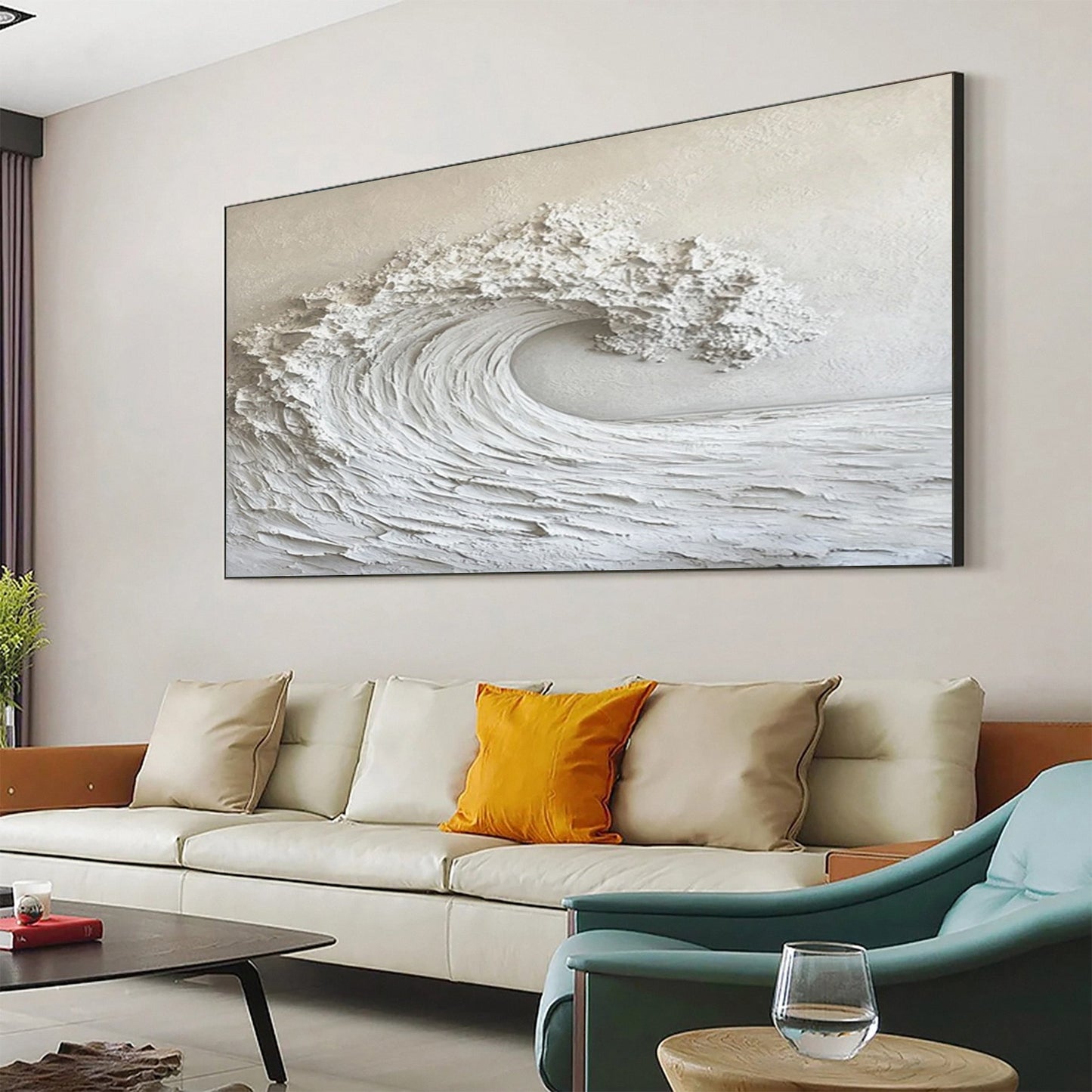 White Ocean Majesty – Large Textured Wave Wall Art