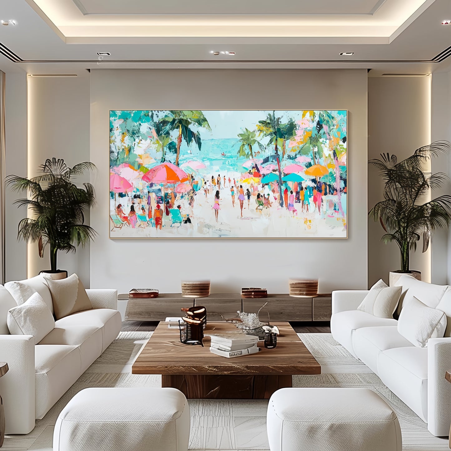 3D Colorful Beach Art | Tropical Seaside Canvas | Vacation Wall Decor