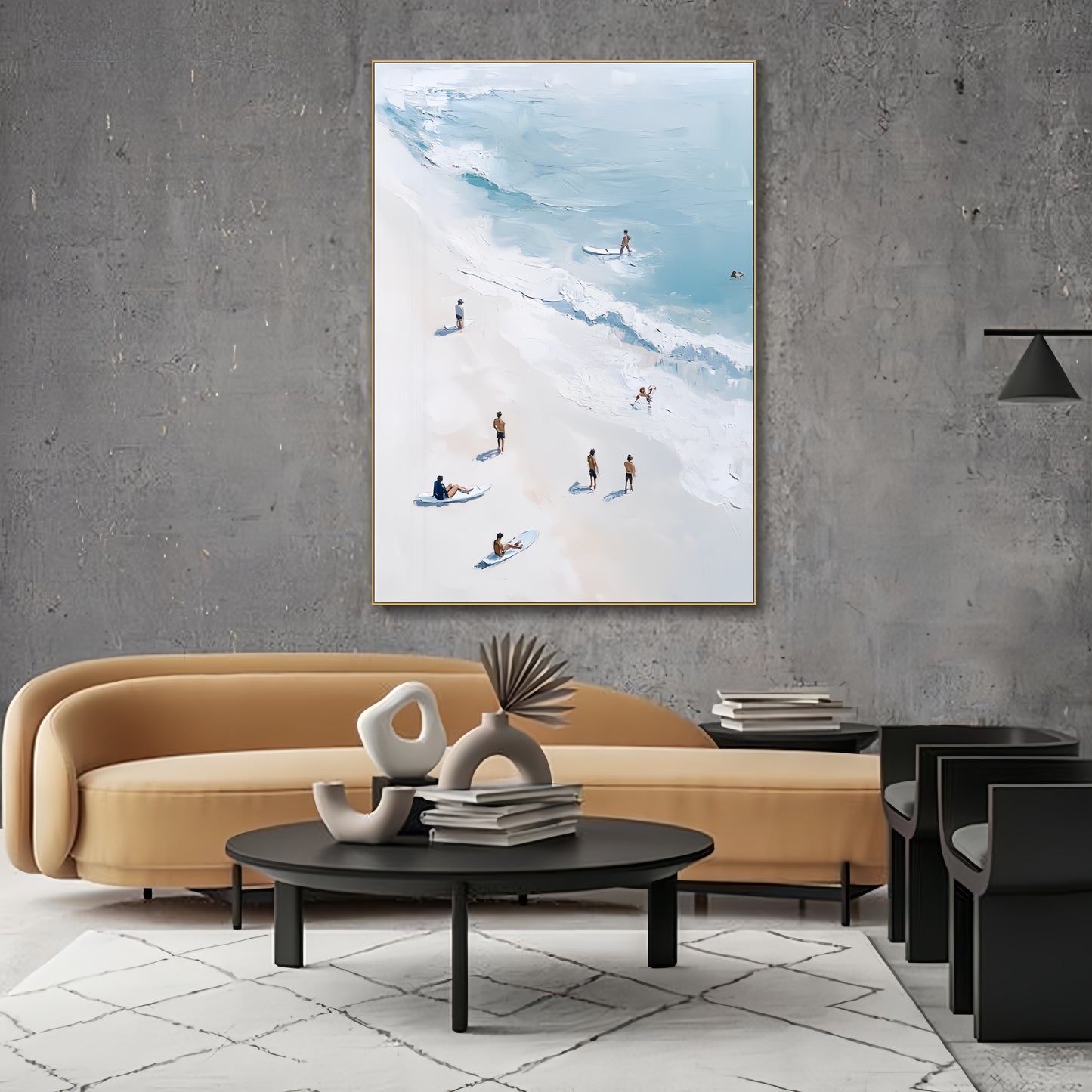 3D Coastal Beach Canvas | Surfing Ocean Art | Modern Seascape Wall Decor