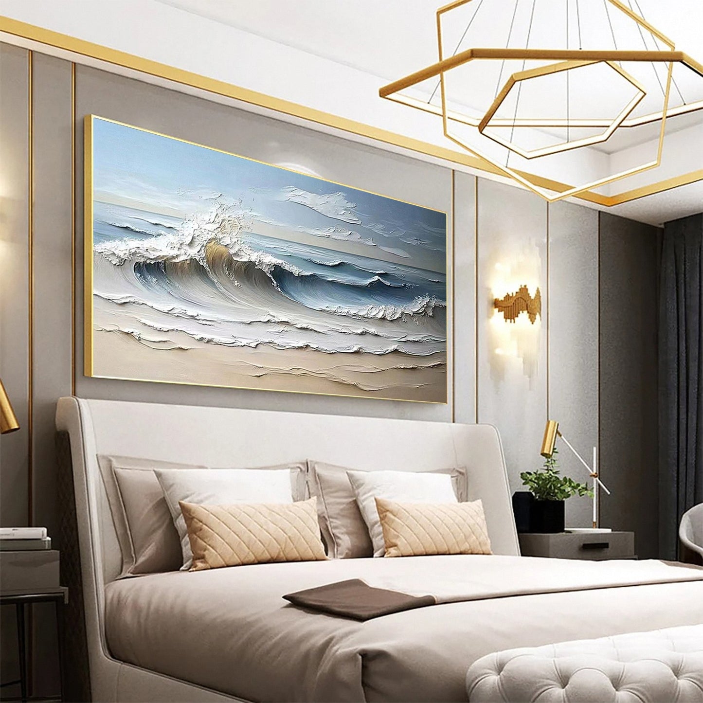 Luxurious Textured Abstract Canvas Art – Large Ocean Waves