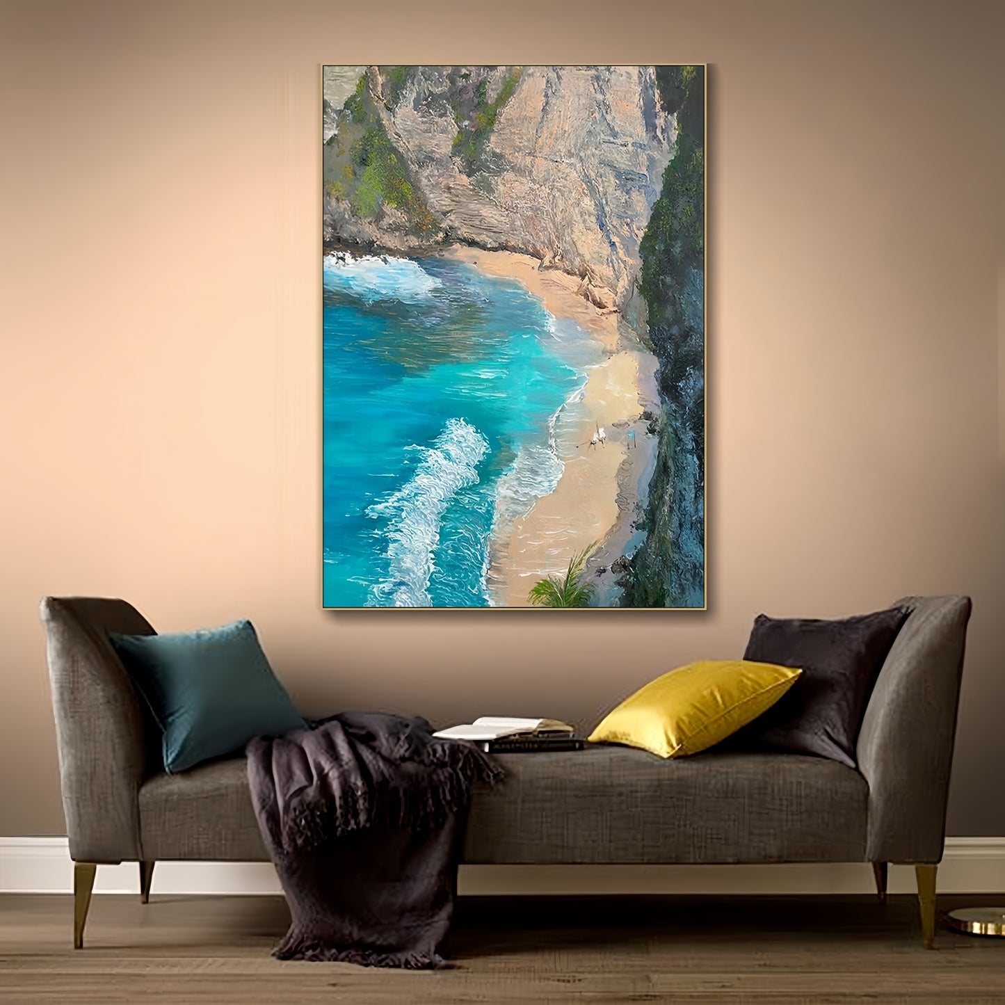 3D Tropical Beach Canvas | Coastal Ocean Art | Turquoise Sea Wall Decor