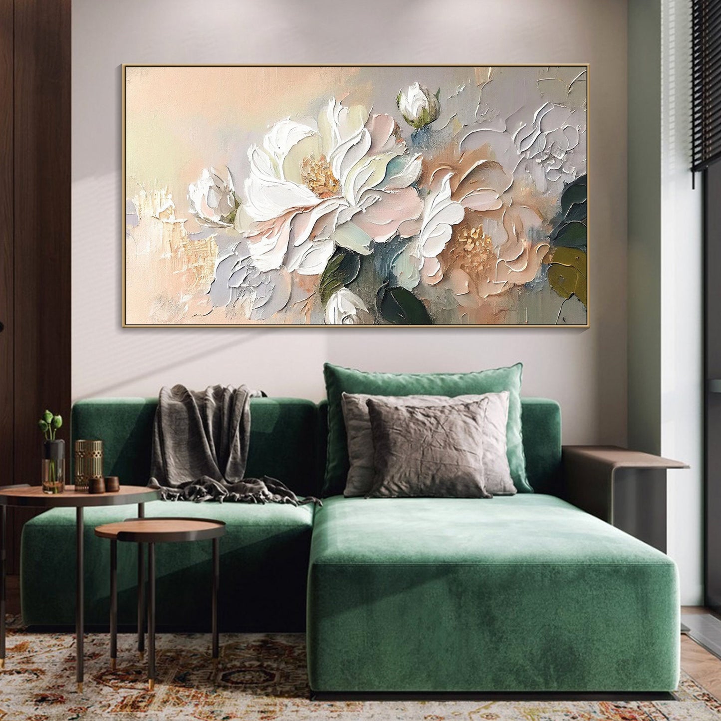 Original 3D Floral Canvas | Soft Abstract Flower Art | Spring Textured Wall Decor