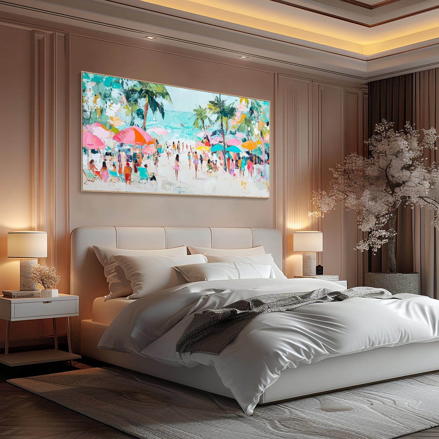 3D Colorful Beach Art | Tropical Seaside Canvas | Vacation Wall Decor
