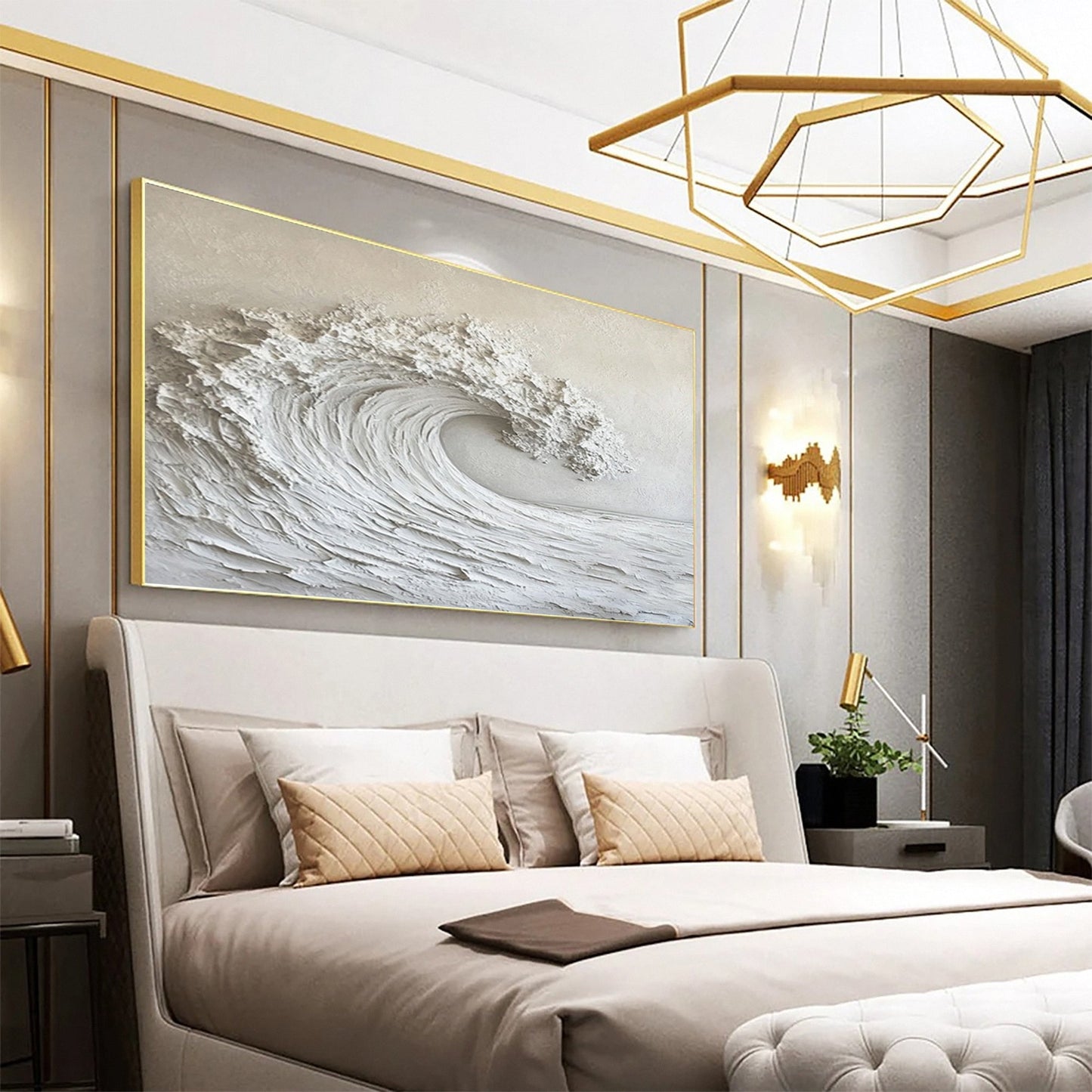 White Ocean Majesty – Large Textured Wave Wall Art