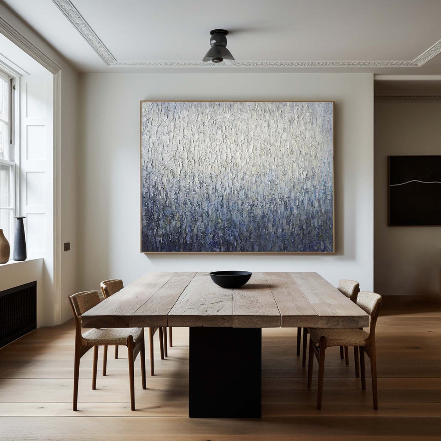 Abstract Blue Textured Art Serene Grey Canvas for Contemporary Homes