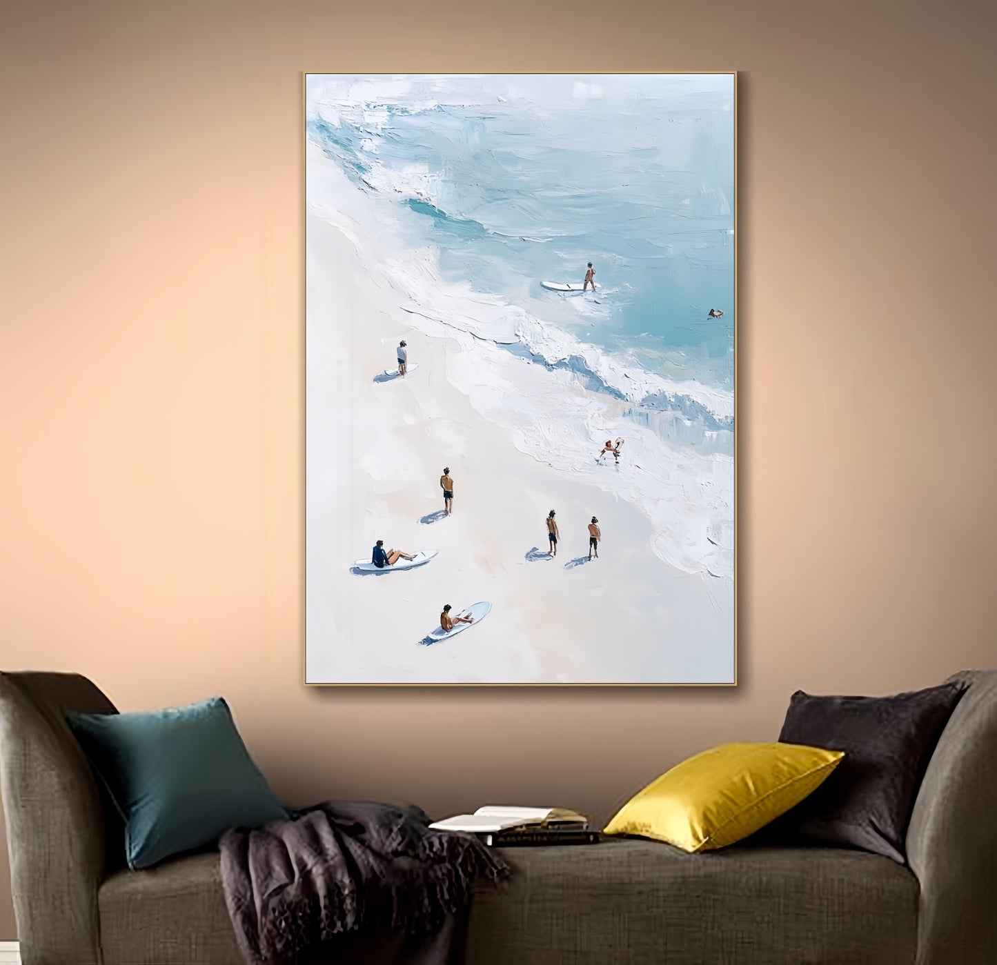 3D Coastal Beach Canvas | Surfing Ocean Art | Modern Seascape Wall Decor