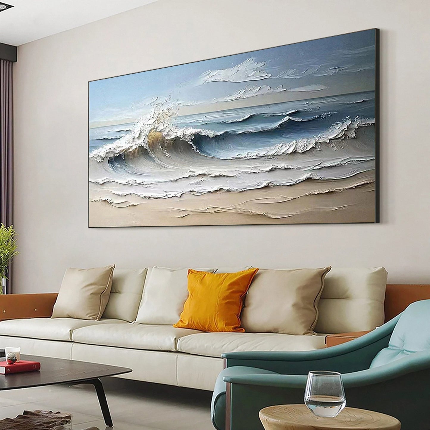Luxurious Textured Abstract Canvas Art – Large Ocean Waves