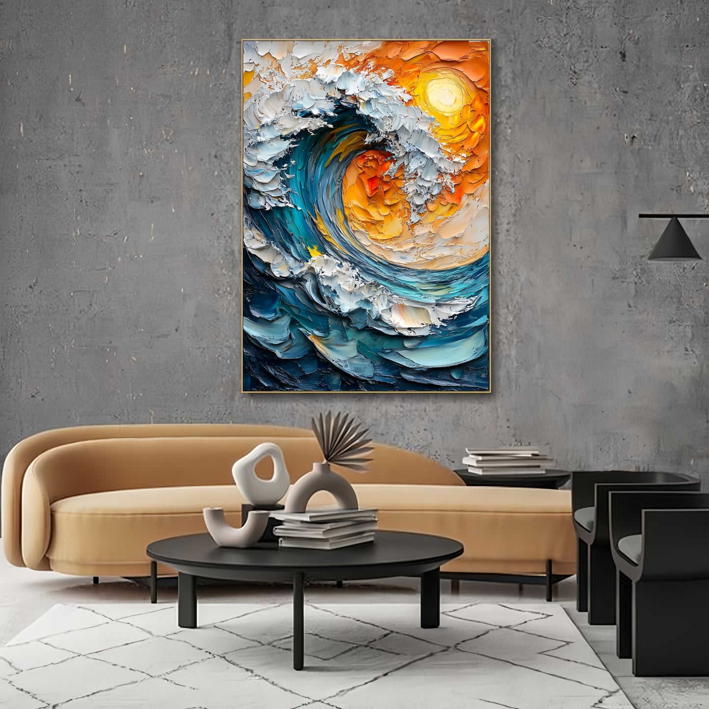 3D Ocean Wave Canvas | Abstract Surf Art | Vibrant Sunset Wall Decor