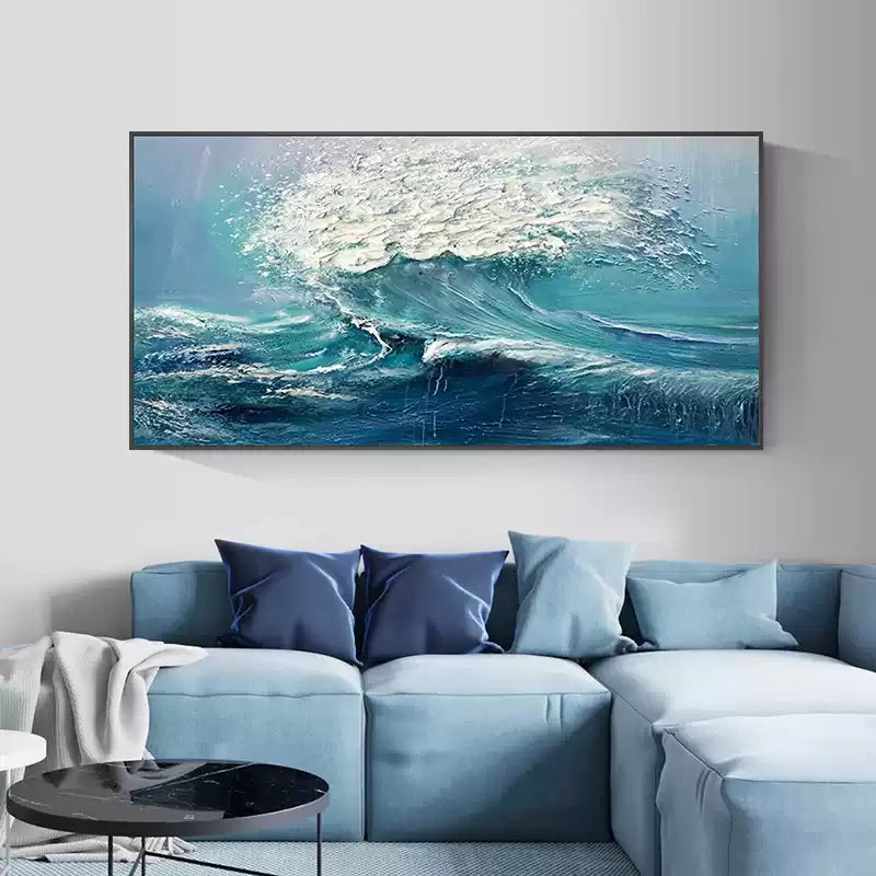 Hand-painted 3D oil painting abstract waves sea