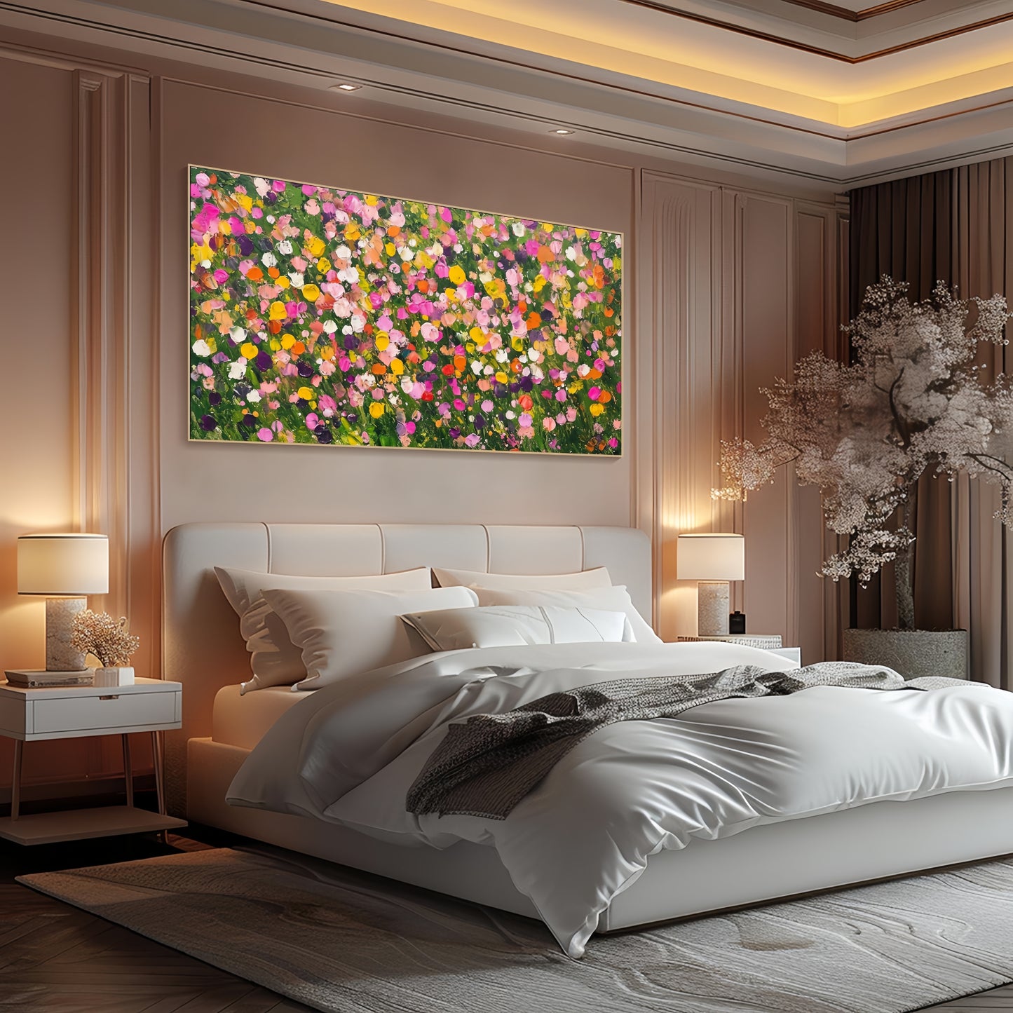 3D Floral Field Canvas | Textured Spring Art | Nature Wall Decor