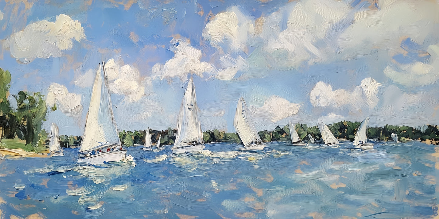 Sailboat Canvas Art | Nautical Seascape Decor | Ocean Textured Wall Art