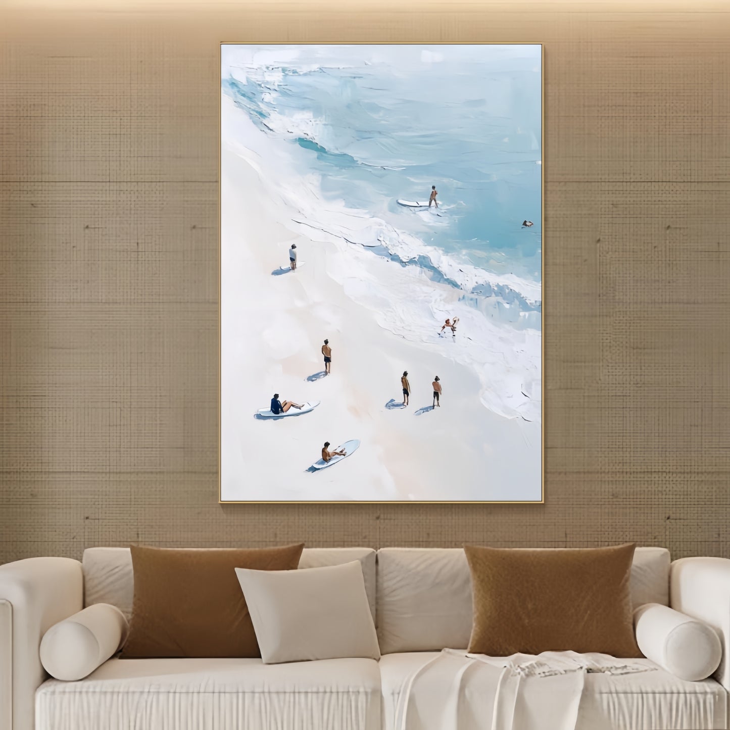 3D Coastal Beach Canvas | Surfing Ocean Art | Modern Seascape Wall Decor