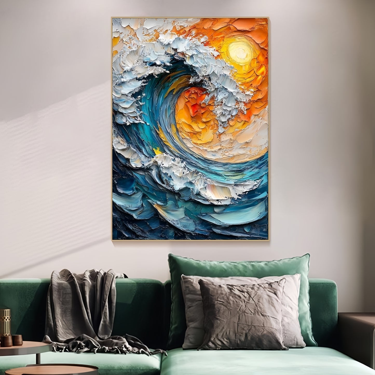 3D Ocean Wave Canvas | Abstract Surf Art | Vibrant Sunset Wall Decor
