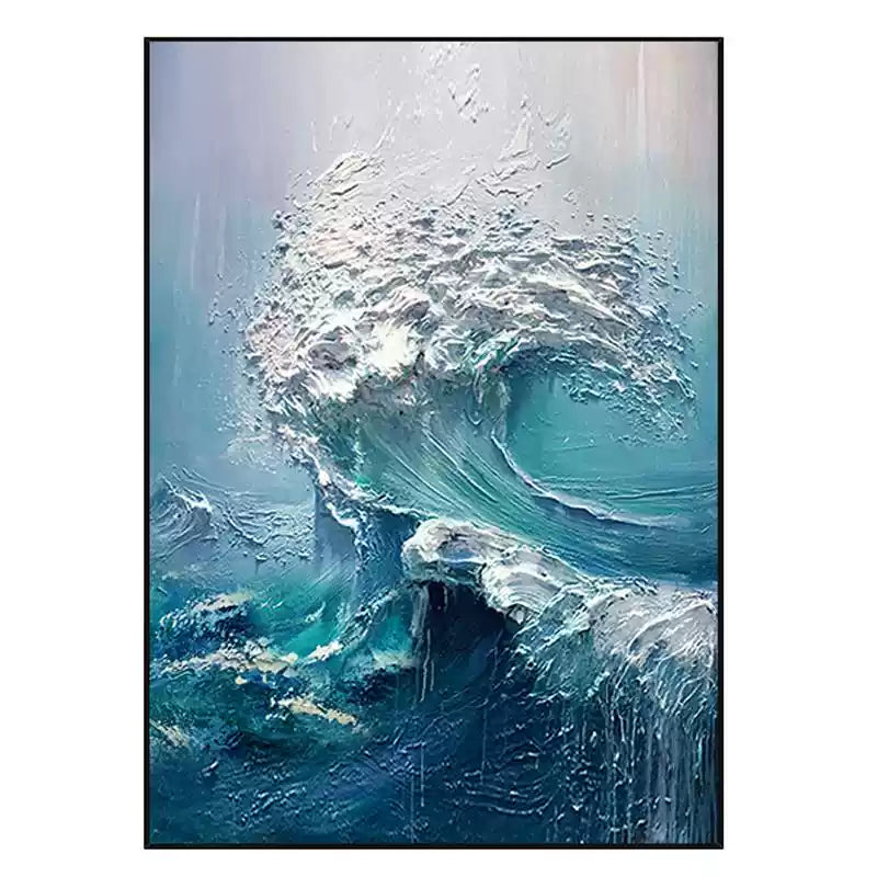 Hand-painted 3D oil painting abstract waves sea