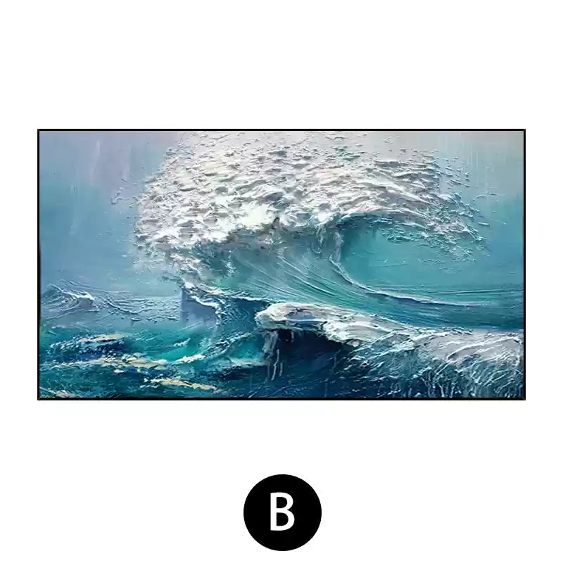 Hand-painted 3D oil painting abstract waves sea