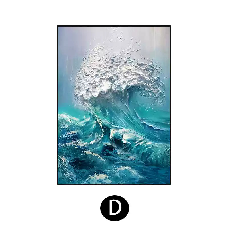 Hand-painted 3D oil painting abstract waves sea