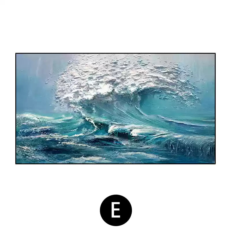 Hand-painted 3D oil painting abstract waves sea