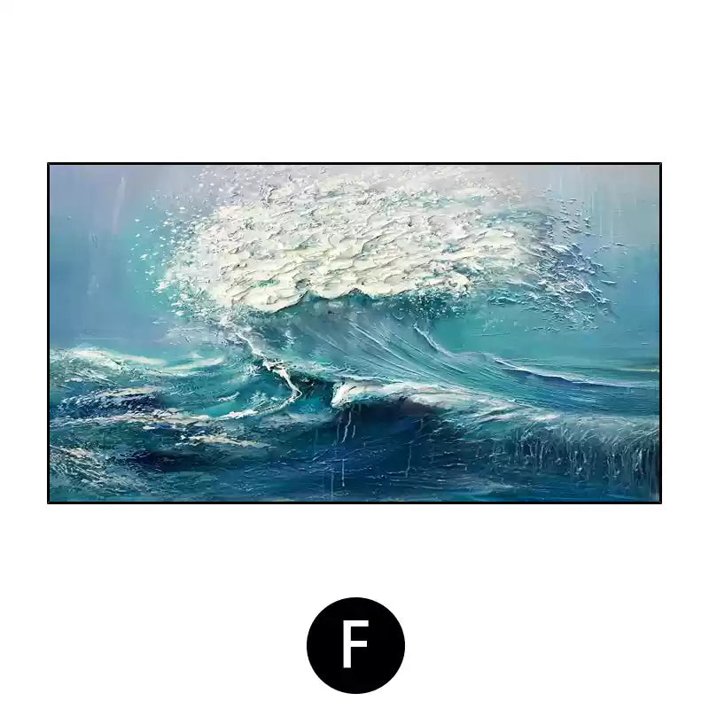 Hand-painted 3D oil painting abstract waves sea