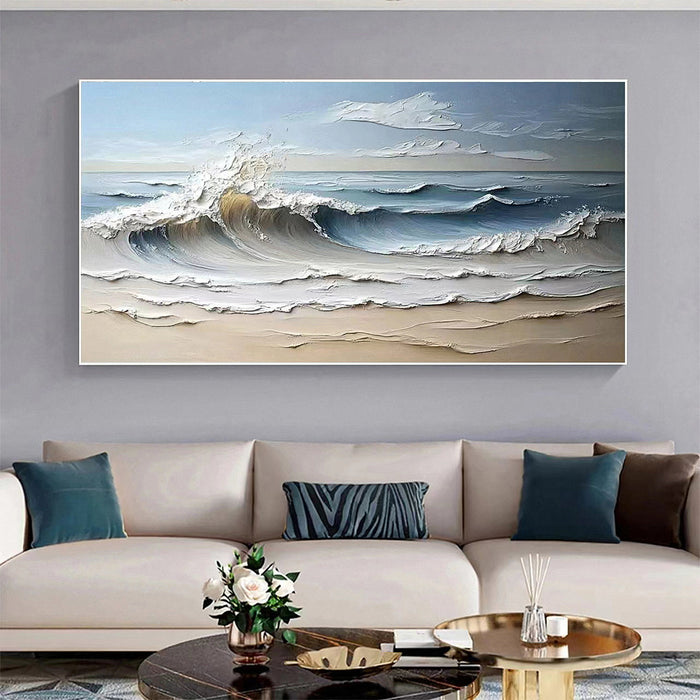 Luxurious Textured Abstract Canvas Art – Large Ocean Waves