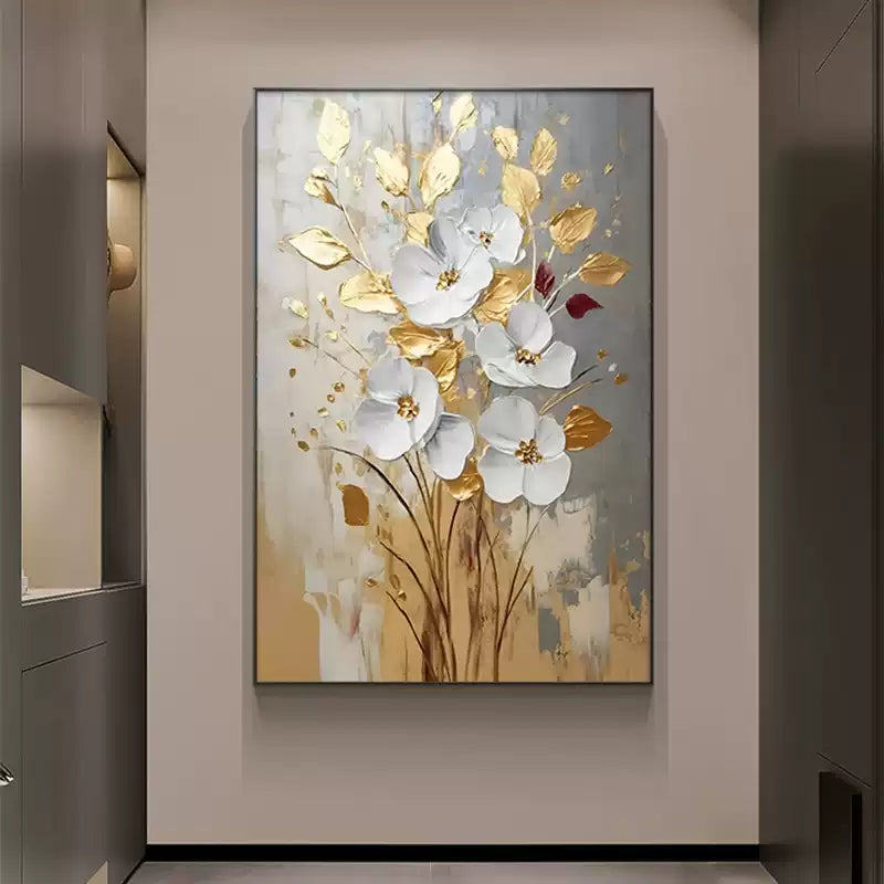 Gold foil floral porch painting hand-painted oil painting