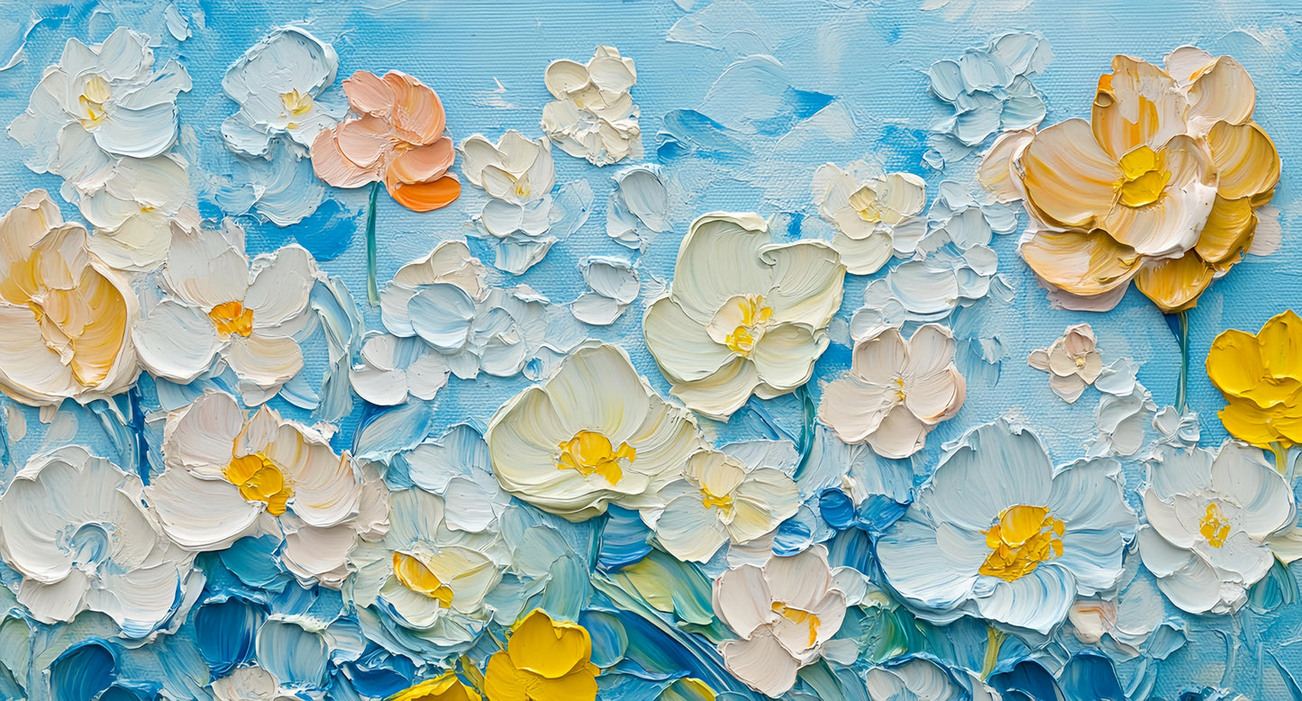 3D Floral Canvas | Pastel Blossom Art | Modern Wall Decor