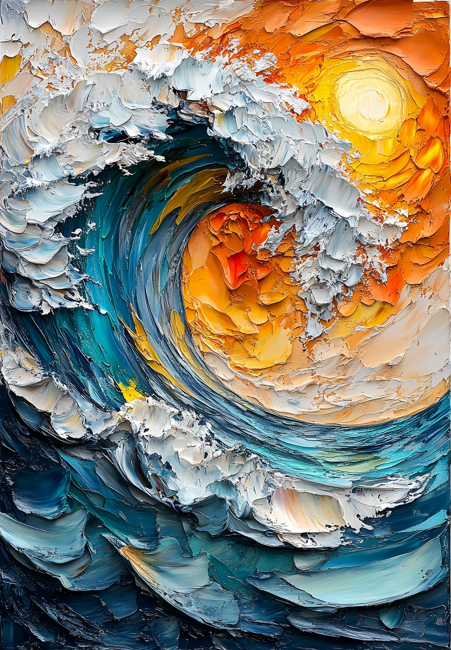 3D Ocean Wave Canvas | Abstract Surf Art | Vibrant Sunset Wall Decor