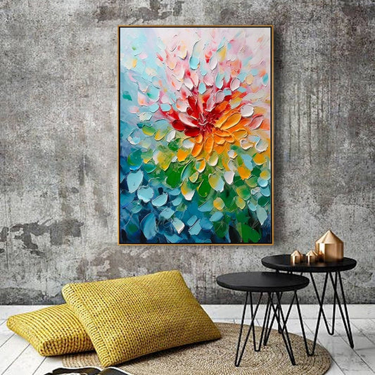 Original Colorful Floral Art | Abstract Oil Flower Painting | Modern Wall Decor