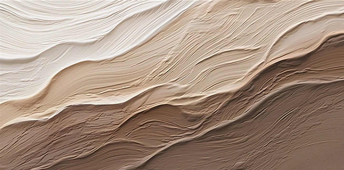 3D Earth Tone Ocean Art | Minimalist Wave Painting | Wabi-Sabi Wall Decor