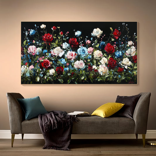 Luxury Floral Canvas | Dark Romantic Roses | Elegant Wall Art