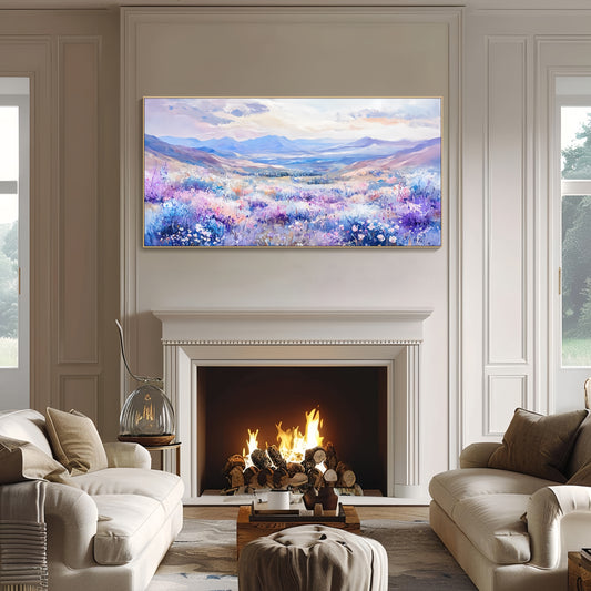 3D Floral Mountain Art | Colorful Nature Canvas | Impressionist Wall Decor