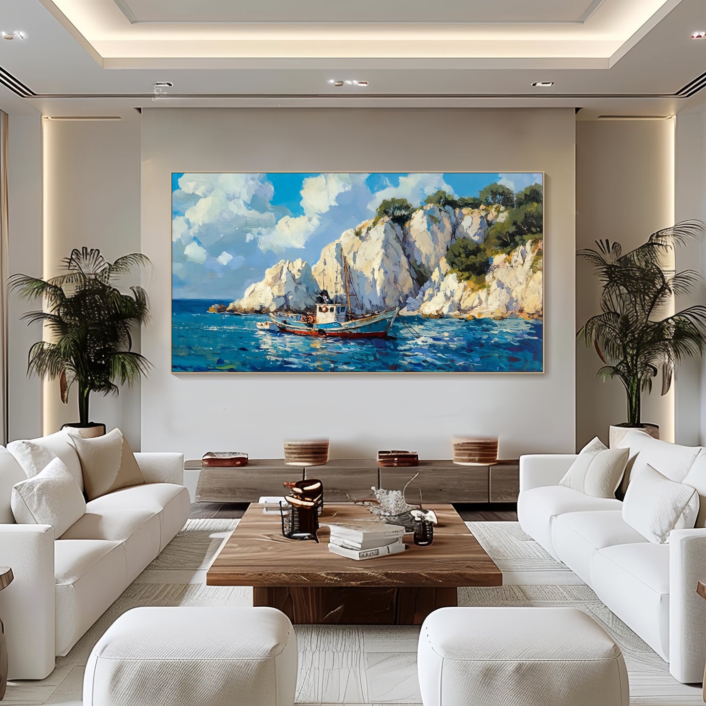 Fishing Boat Canvas Art | 3D Nautical Seascape | Coastal Wall Decor