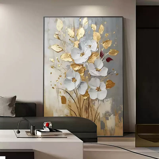 Gold foil floral porch painting hand-painted oil painting
