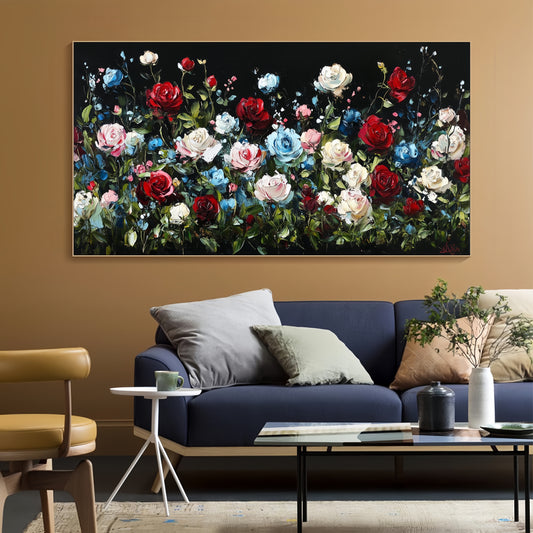 Luxury Floral Canvas | Dark Romantic Roses | Elegant Wall Art