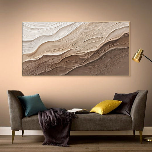 3D Earth Tone Ocean Art | Minimalist Wave Painting | Wabi-Sabi Wall Decor