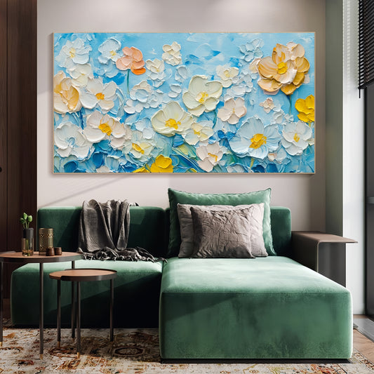 3D Floral Canvas | Pastel Blossom Art | Modern Wall Decor