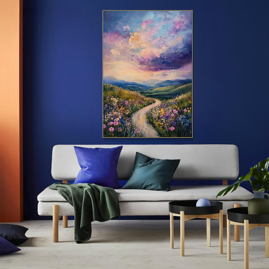 3D Wildflower Meadow Art | Textured Floral Canvas | Colorful Nature Wall Decor