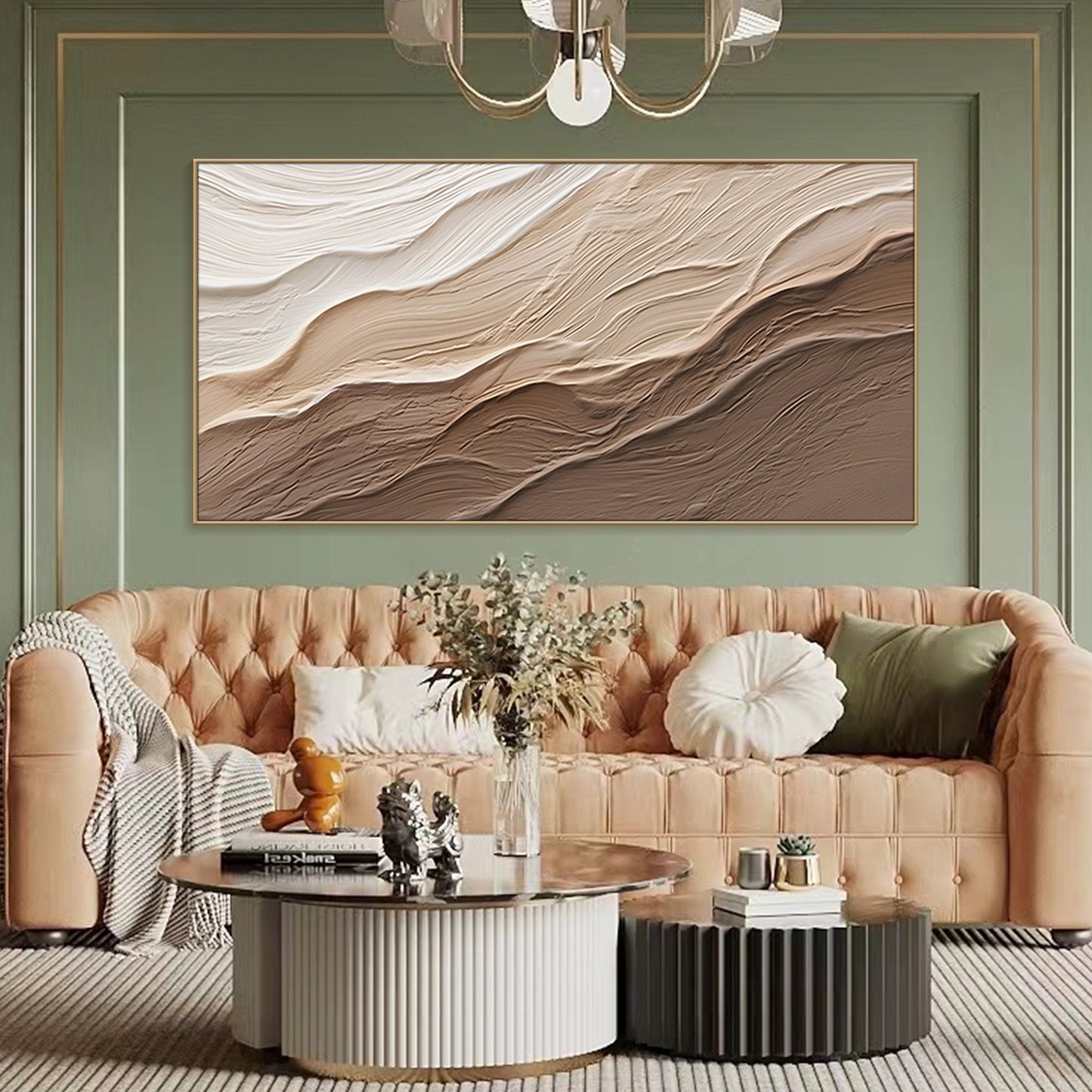 3D Earth Tone Ocean Art | Minimalist Wave Painting | Wabi-Sabi Wall Decor