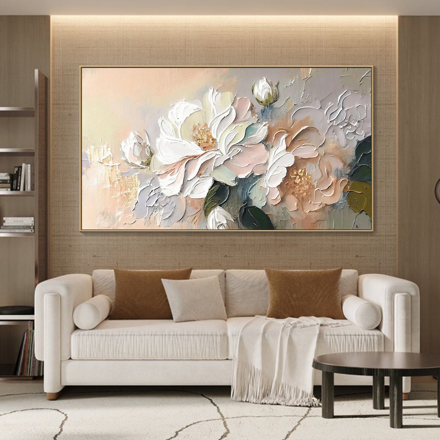 Original 3D Floral Canvas | Soft Abstract Flower Art | Spring Textured Wall Decor