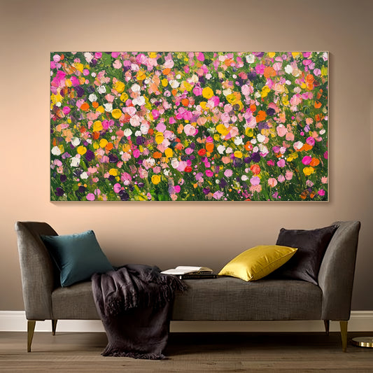 3D Floral Field Canvas | Textured Spring Art | Nature Wall Decor