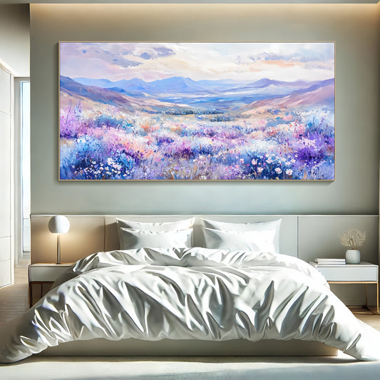 3D Floral Mountain Art | Colorful Nature Canvas | Impressionist Wall Decor