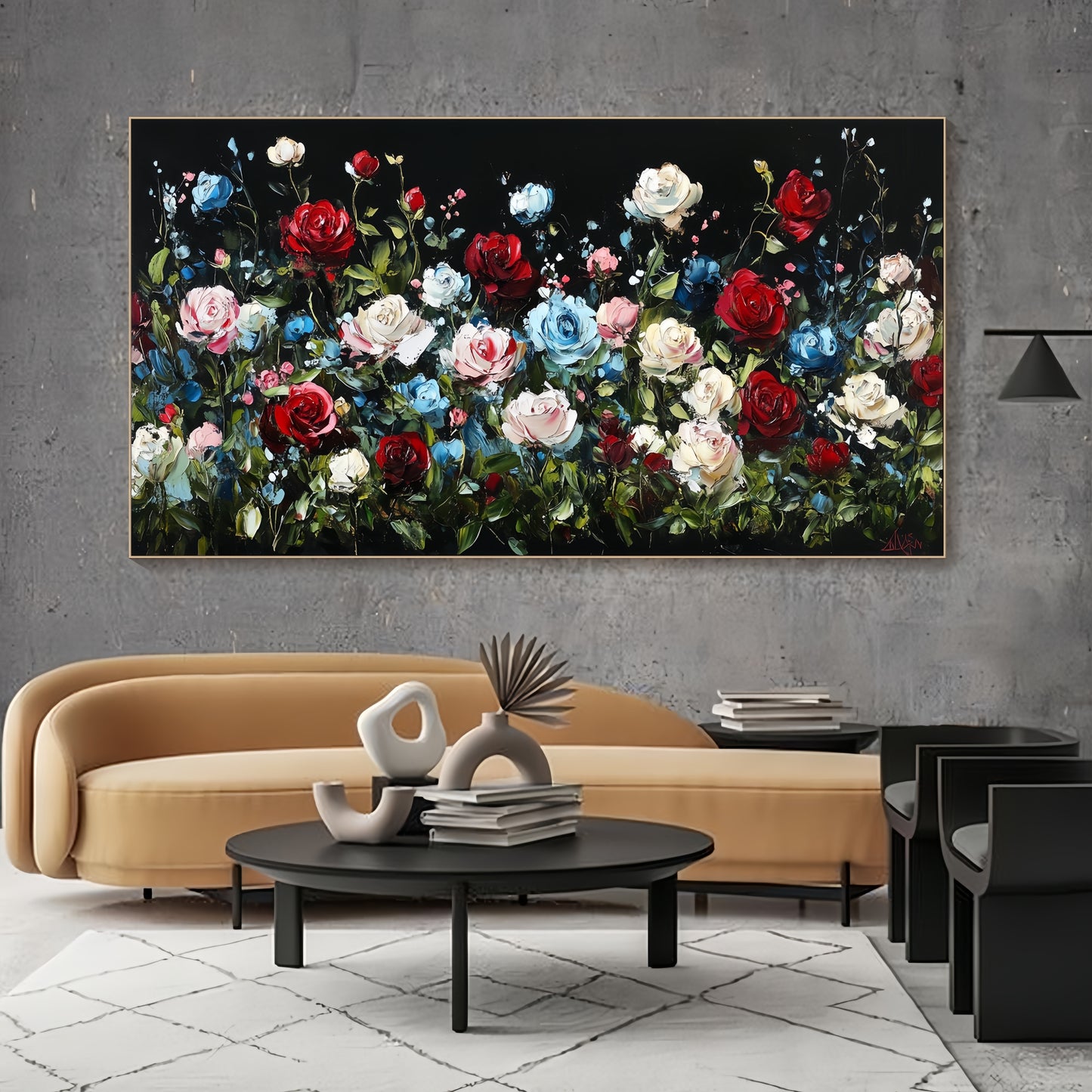 Luxury Floral Canvas | Dark Romantic Roses | Elegant Wall Art