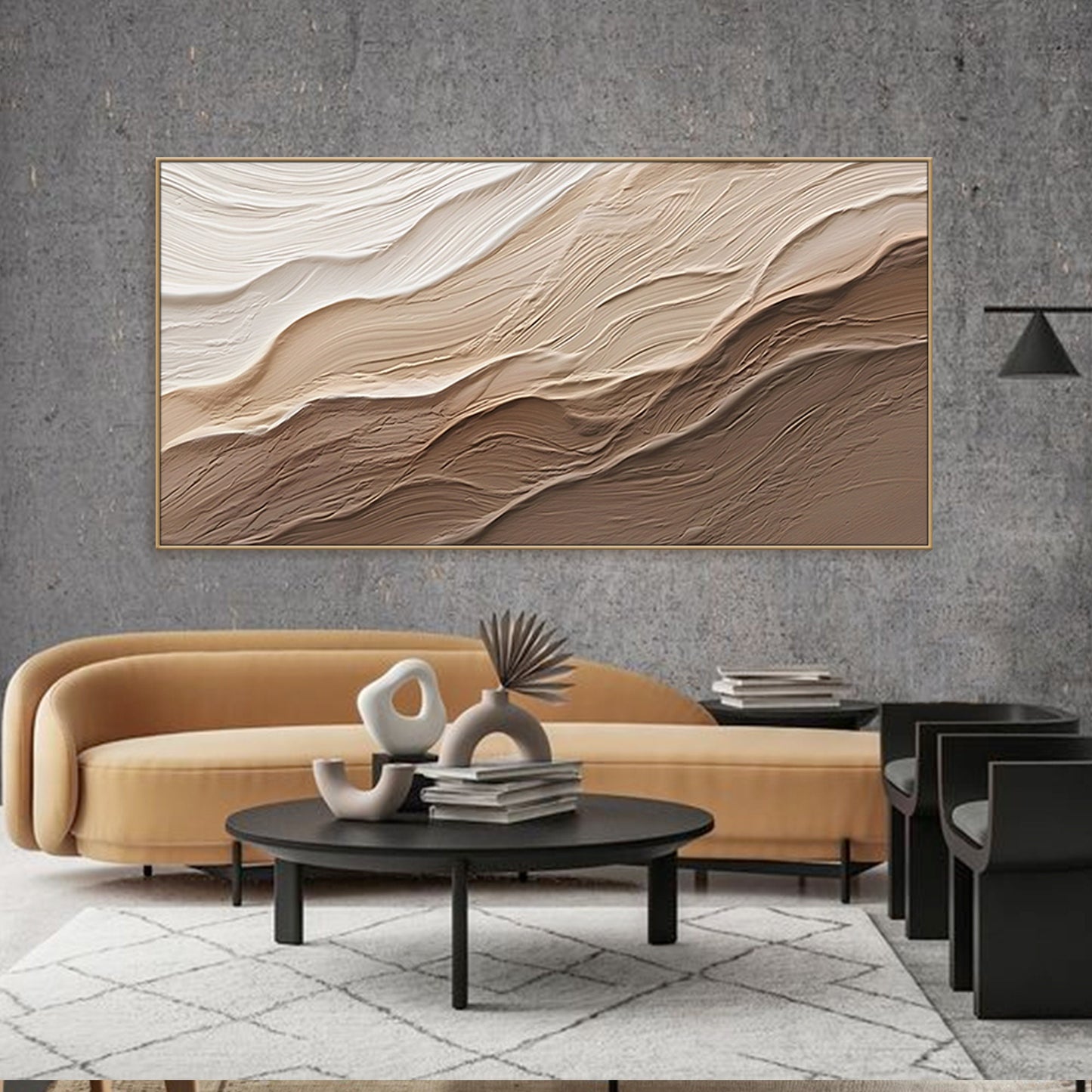3D Earth Tone Ocean Art | Minimalist Wave Painting | Wabi-Sabi Wall Decor
