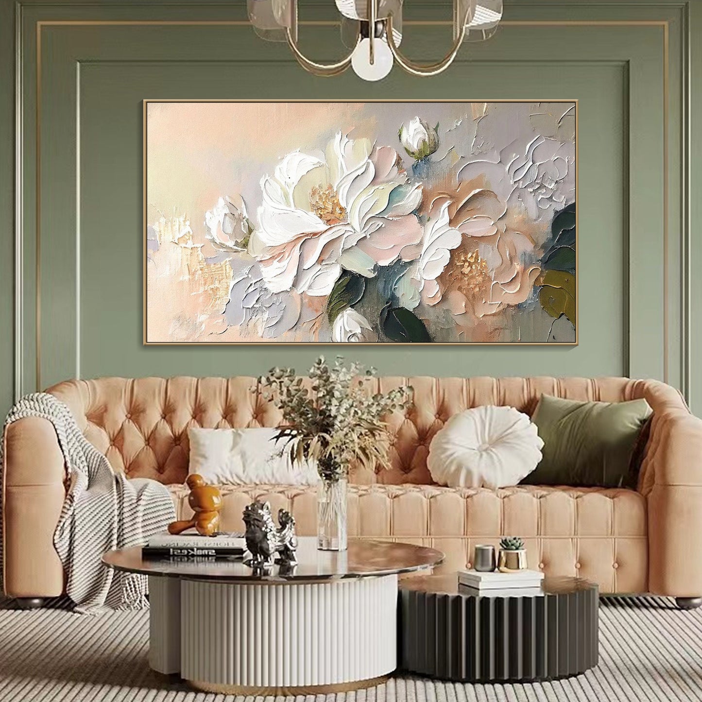 Original 3D Floral Canvas | Soft Abstract Flower Art | Spring Textured Wall Decor