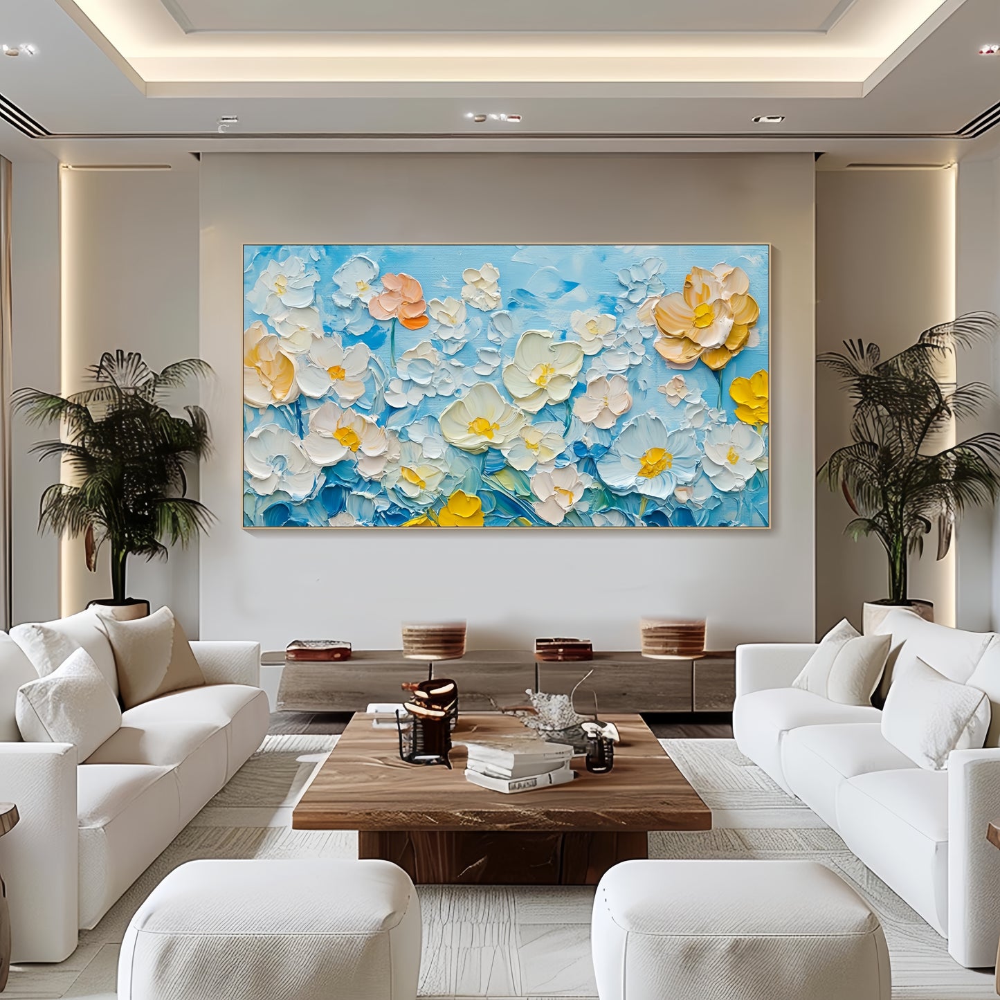 3D Floral Canvas | Pastel Blossom Art | Modern Wall Decor