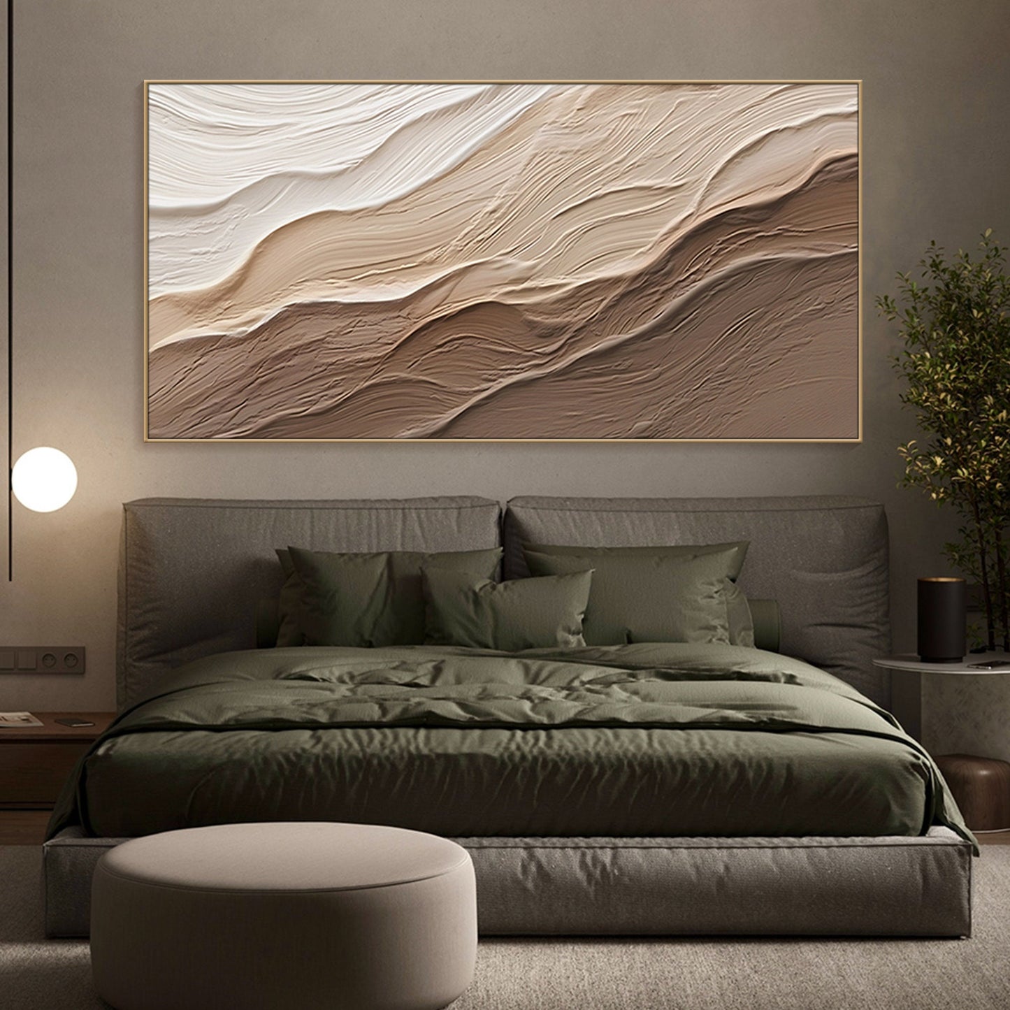 3D Earth Tone Ocean Art | Minimalist Wave Painting | Wabi-Sabi Wall Decor