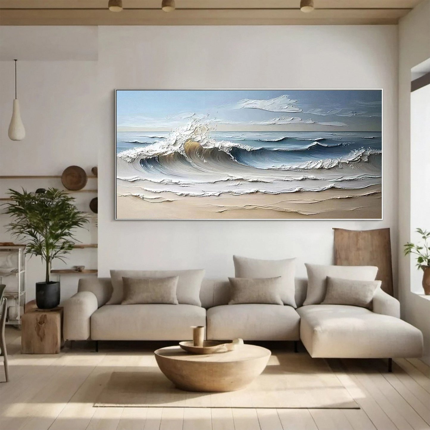 Luxurious Textured Abstract Canvas Art – Large Ocean Waves