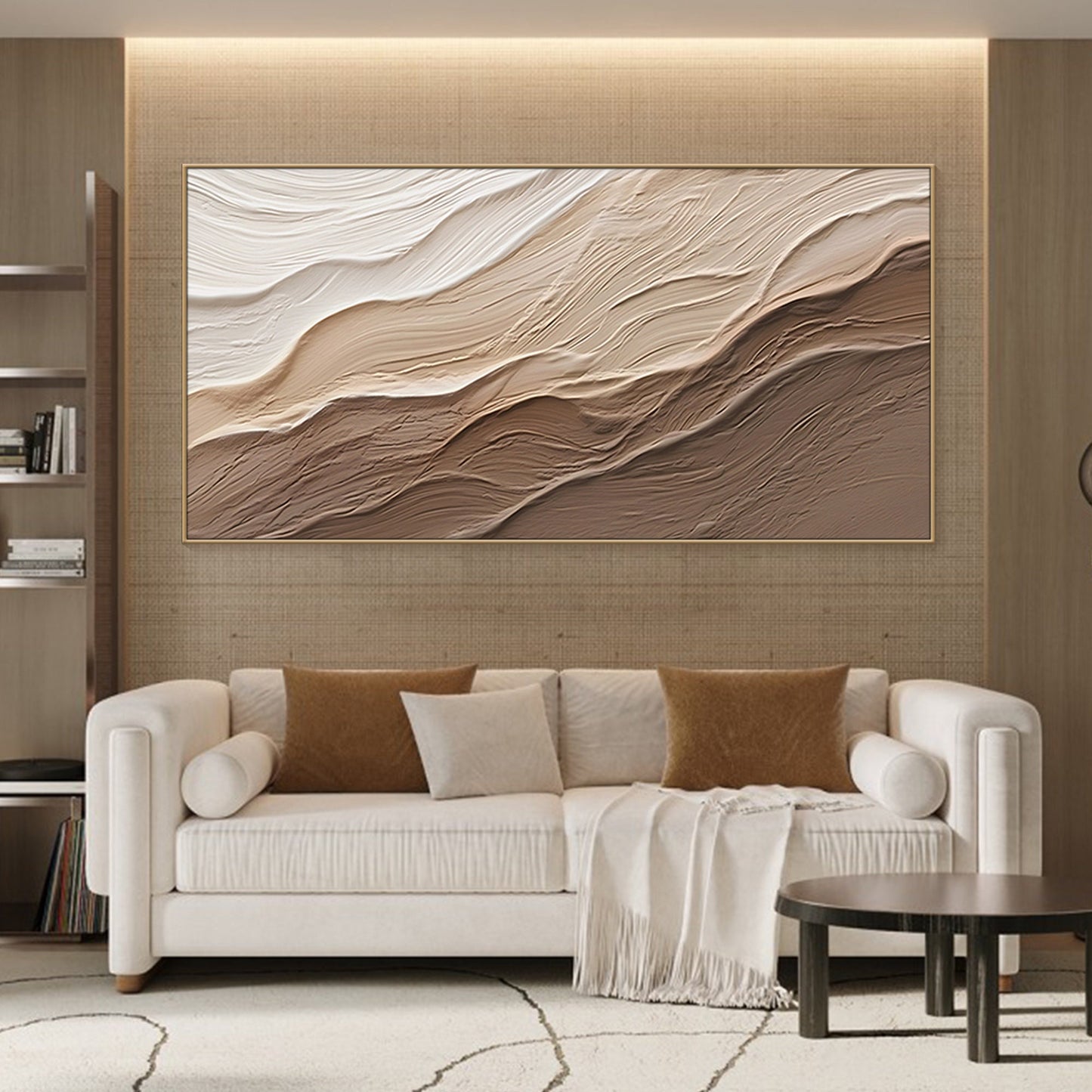 3D Earth Tone Ocean Art | Minimalist Wave Painting | Wabi-Sabi Wall Decor
