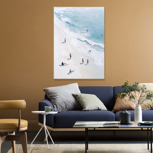 3D Coastal Beach Canvas | Surfing Ocean Art | Modern Seascape Wall Decor