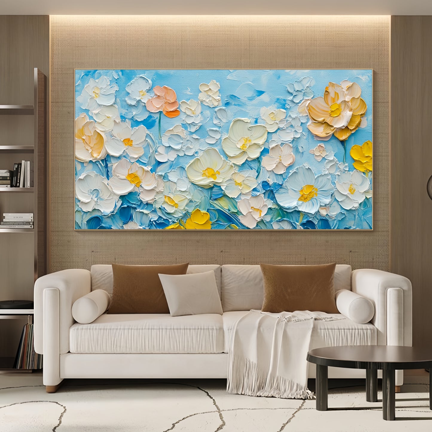 3D Floral Canvas | Pastel Blossom Art | Modern Wall Decor